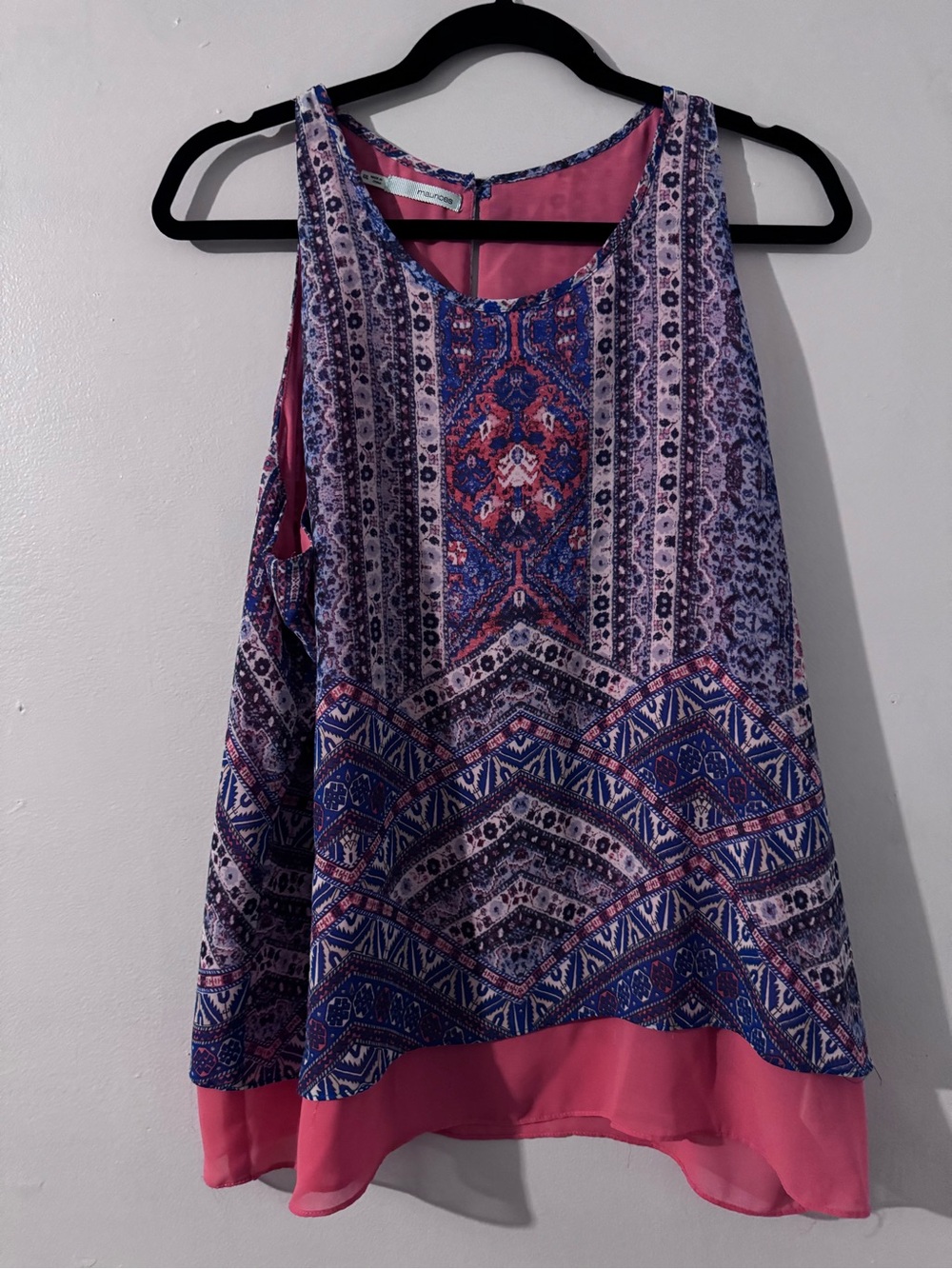 Maurices Pink & Blue Printed Sleeveless Camisole